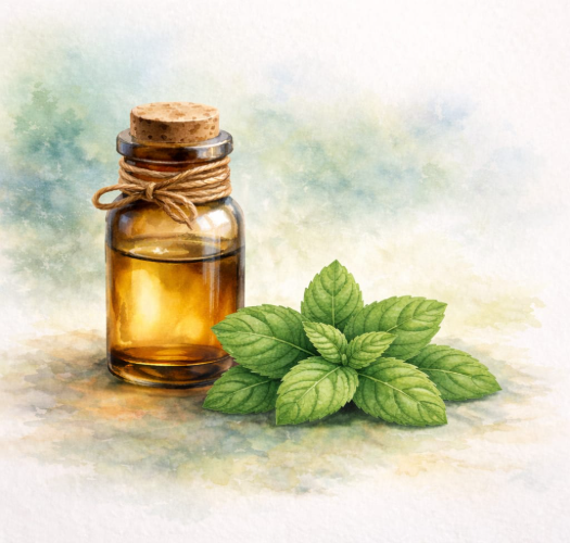 Peppermint essential oil extracted from Mentha piperita leaves