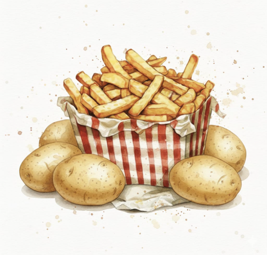 Potato vegetable product in powder, sliced, diced, and batonnet forms